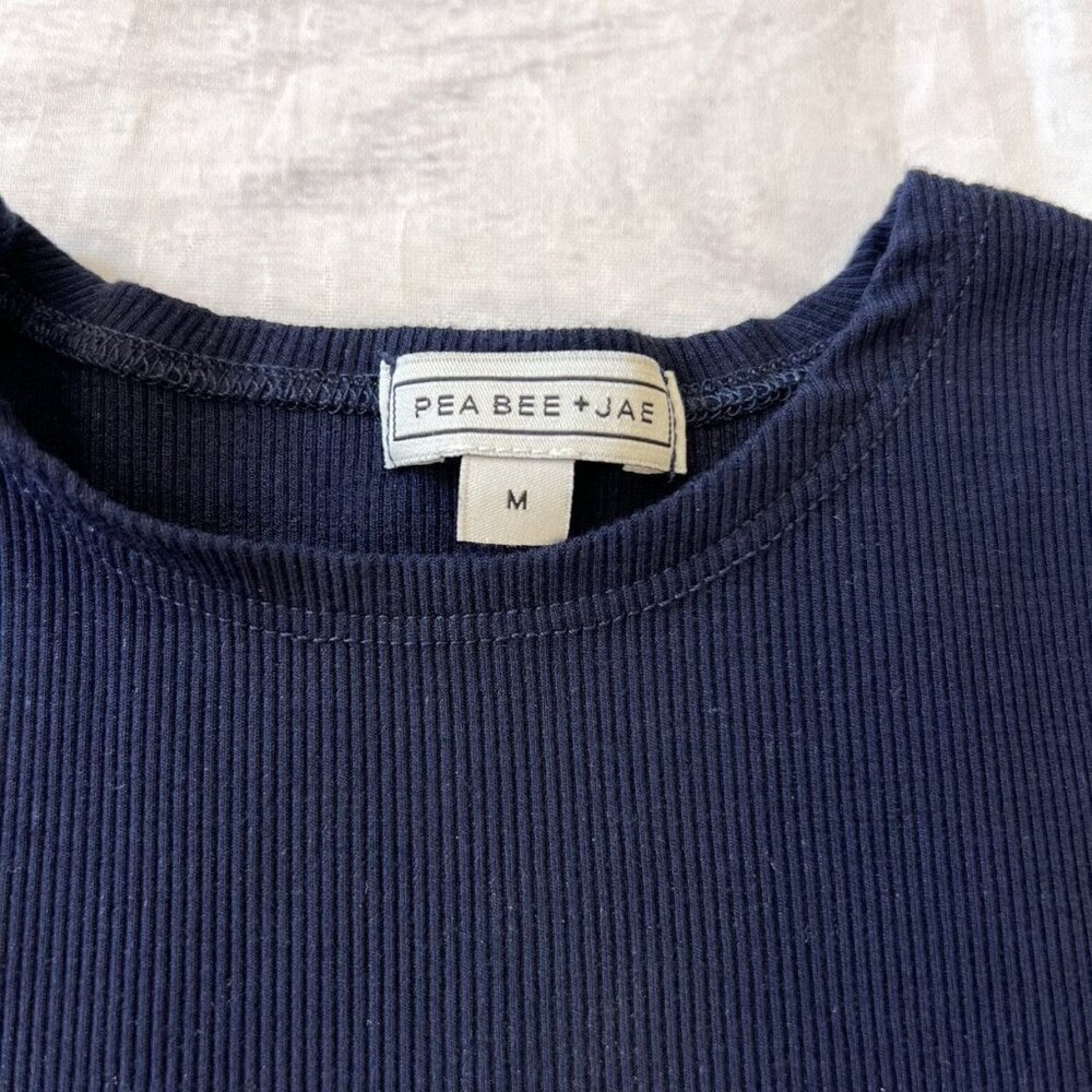 Pea Bee & Jae Navy Blue Ribbed Modal Tee - Picture 3 of 6